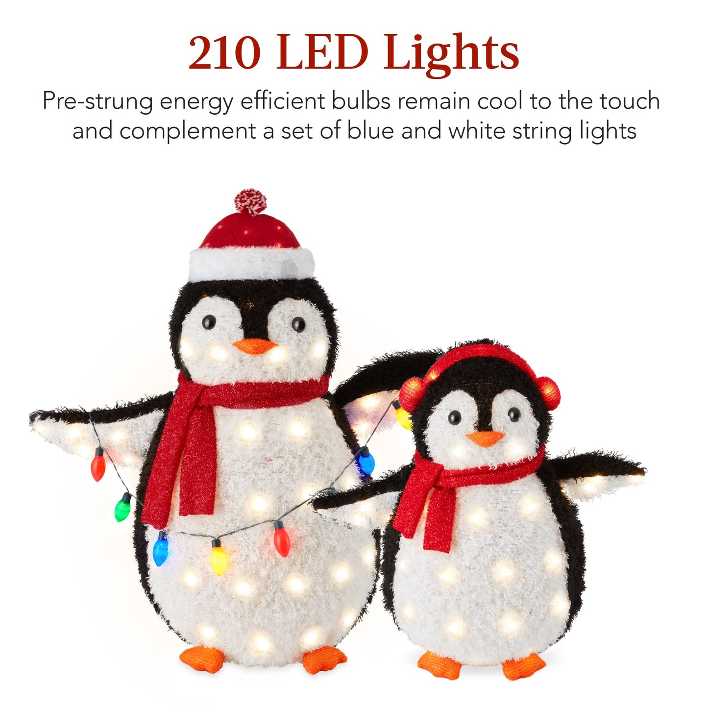 5Ft Lighted Penguin Family, 210 LEDs, XL Pop Up Outdoor Christmas Yard Decor