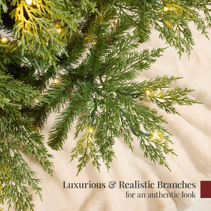 Pre-Lit Cedar Cypress Christmas Tree w/ Twinkling Lights