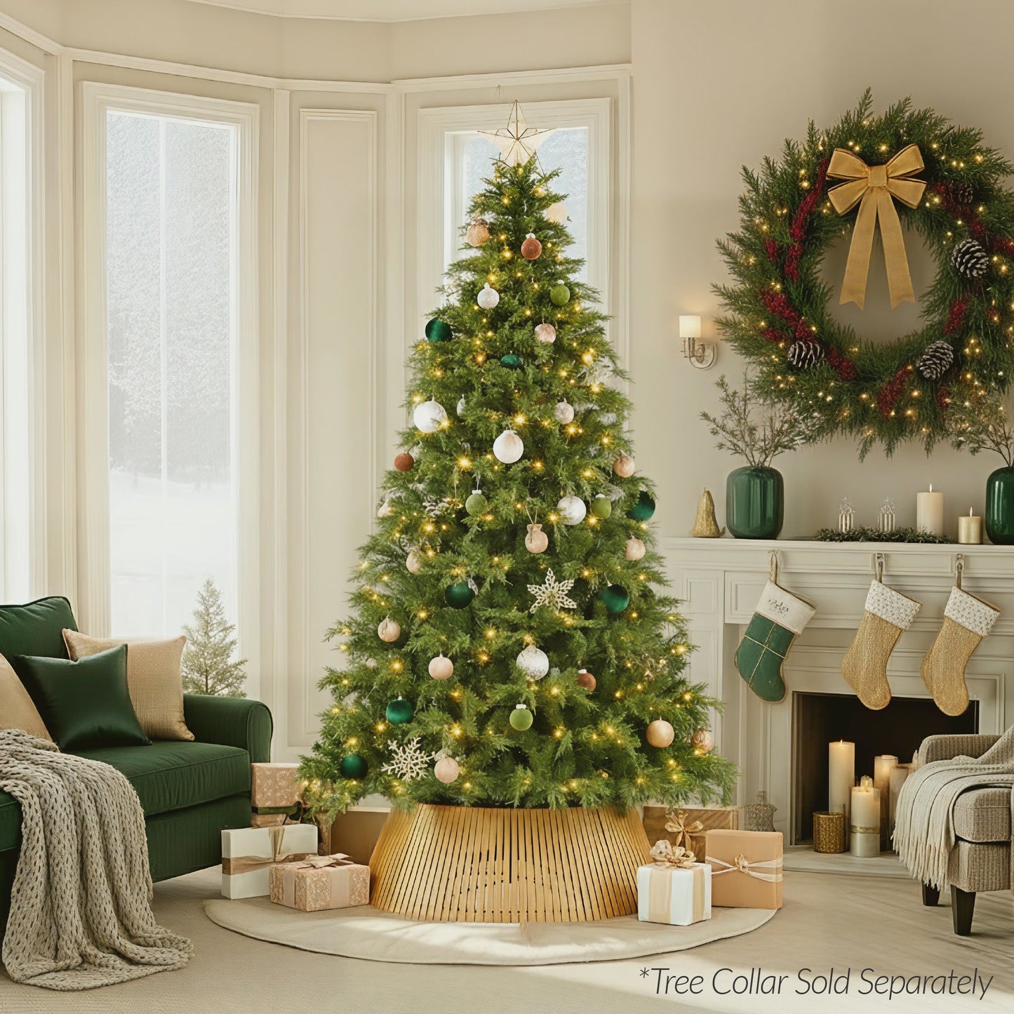 Pre-Lit Cedar Cypress Christmas Tree w/ Twinkling Lights