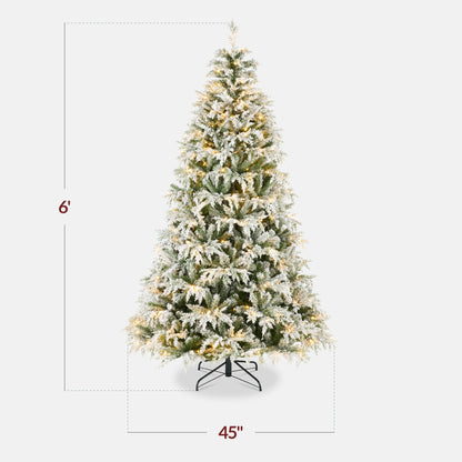 Pre-Lit Flocked Cedar Cypress Christmas Tree w/ Twinkling Lights