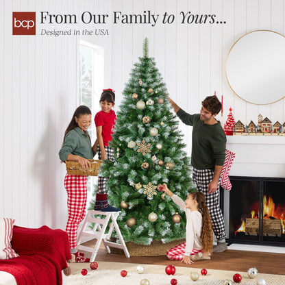 Artificial Frosted Pine Christmas Tree, Unlit Pine Design w/Easy Assembly
