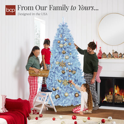 Artificial Baby Blue Christmas Tree, Unlit Pine Design w/Easy Assembly