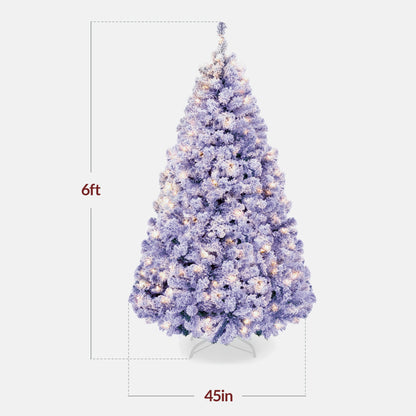 Pre-lit Christmas Tree, Snow Flocked Holiday Decor w/Twinkle Lights