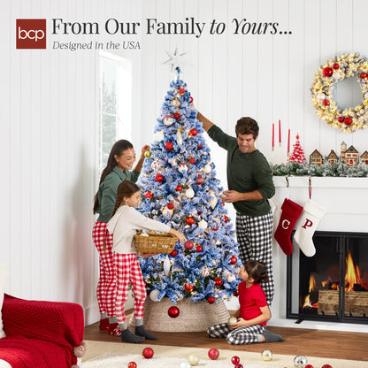 Pre-lit Christmas Tree, Snow Flocked Holiday Decor w/Twinkle Lights