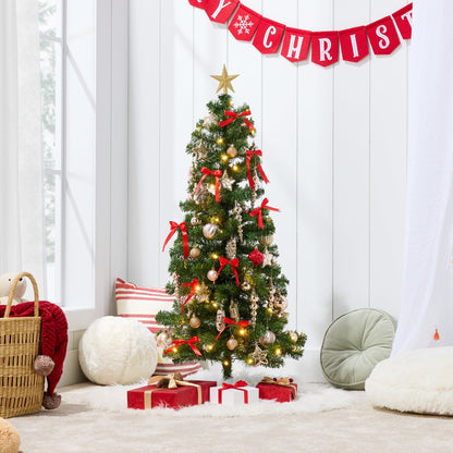 Pre-lit Colorful Mini Spruce Christmas Tree w/ LED Lights - 4ft