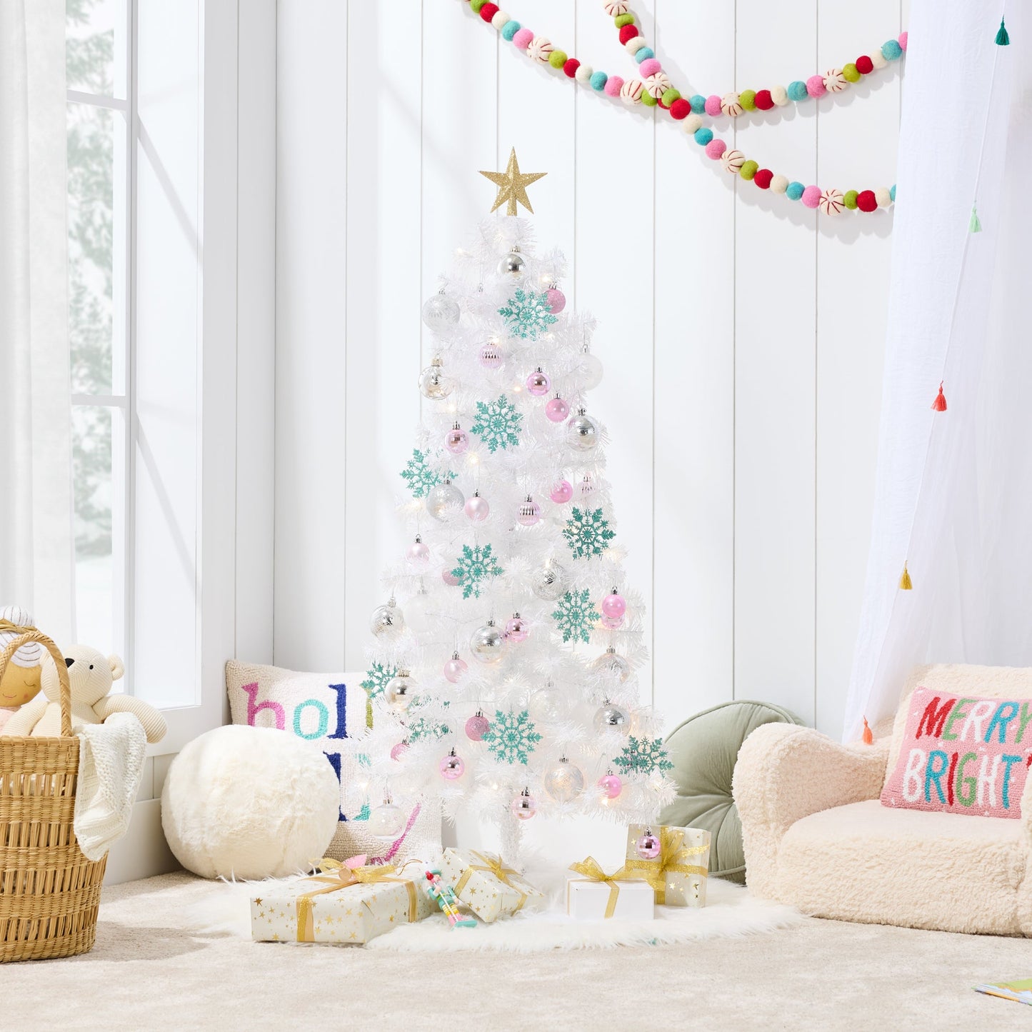 Pre-lit Colorful Mini Spruce Christmas Tree w/ LED Lights - 4ft