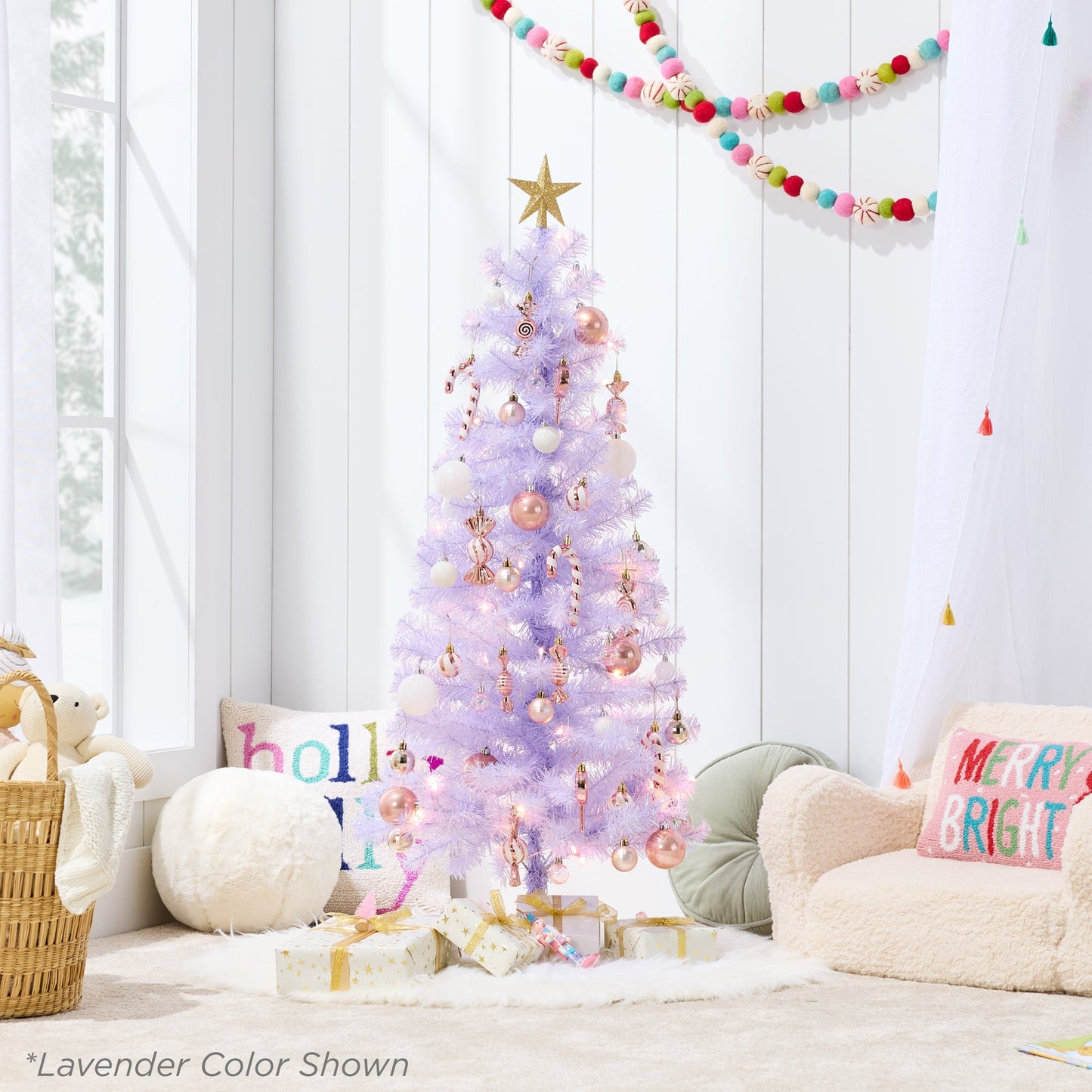 Pre-lit Colorful Mini Spruce Christmas Tree w/ LED Lights - 4ft