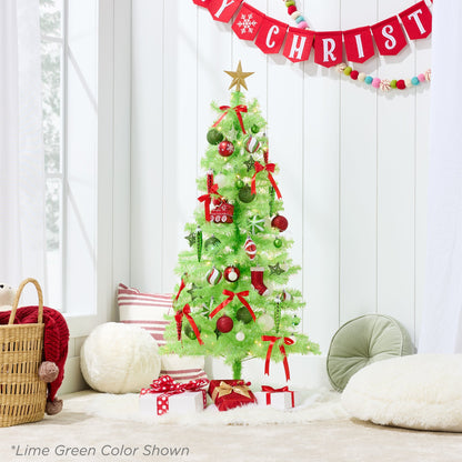 Pre-lit Colorful Mini Spruce Christmas Tree w/ LED Lights - 4ft