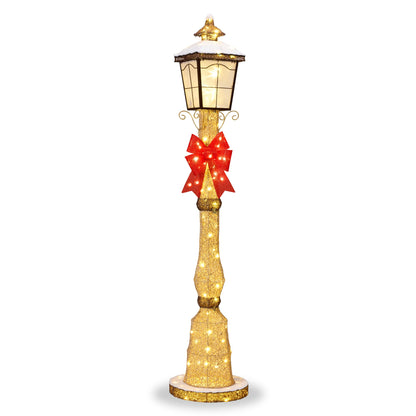 Pre-lit 6ft Christmas Lamppost Decoration with Lighted Bow