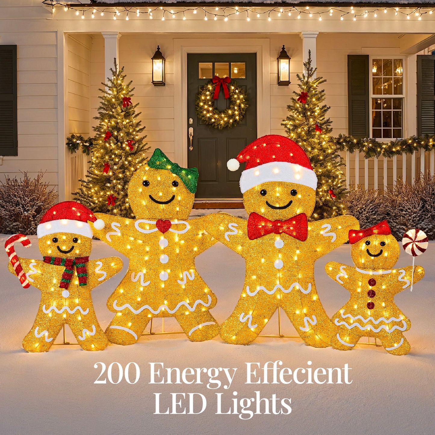 4pc Gingerbread Man Family 4ft Pre-lit Christmas Yard Decor