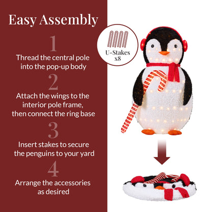 Lighted Pop-Up Penguin Outdoor Christmas Decoration w/ LED Lights