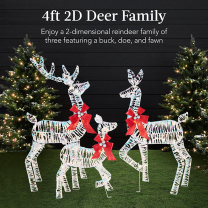 3-Piece Lighted Christmas Deer Set Outdoor Decor with 175 LED Lights