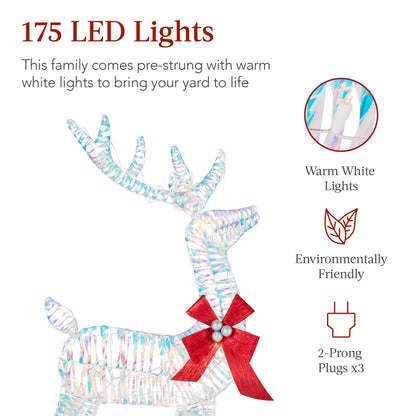3-Piece Lighted Christmas Deer Set Outdoor Decor with 175 LED Lights