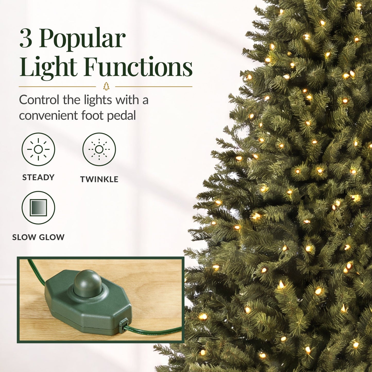 Pre-Lit Artificial Green Spruce Christmas Tree, w/Easy Assembly