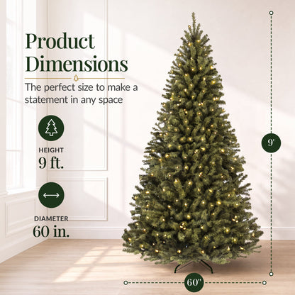 Pre-Lit Artificial Green Spruce Christmas Tree, w/Easy Assembly