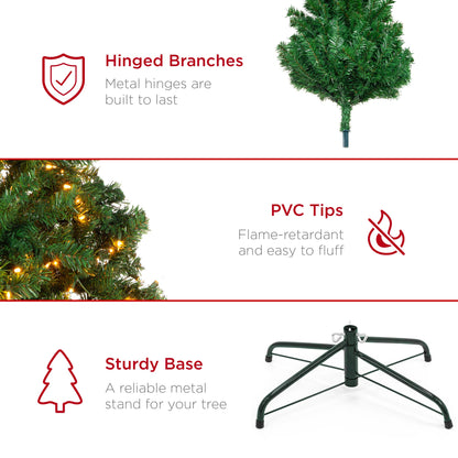 Pre-Lit Artificial Green Spruce Christmas Tree, w/Easy Assembly