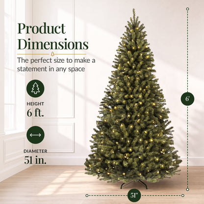 Pre-Lit Artificial Green Spruce Christmas Tree, w/Easy Assembly