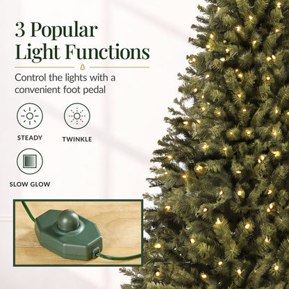 Pre-Lit Artificial Green Spruce Christmas Tree, w/Easy Assembly