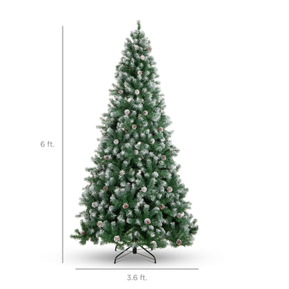 Pre-Decorated Christmas Tree w/ Pinecones, Flocked Branch Tips
