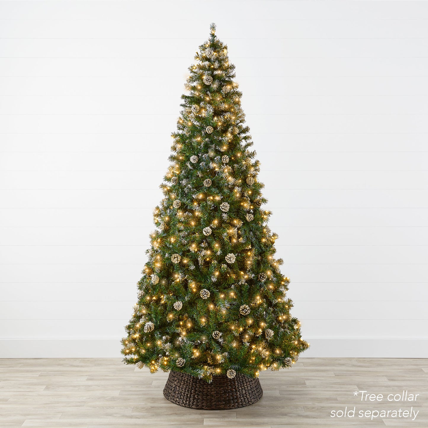 Pre-Lit Pre-Decorated Christmas Tree w/ Flocked Tips, Pinecones