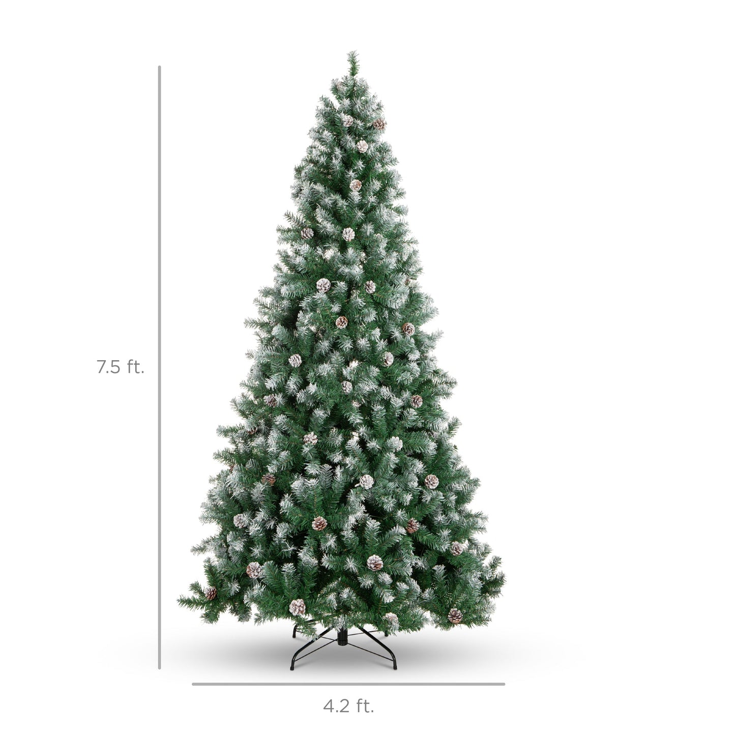Pre-Decorated Christmas Tree w/ Pinecones, Flocked Branch Tips