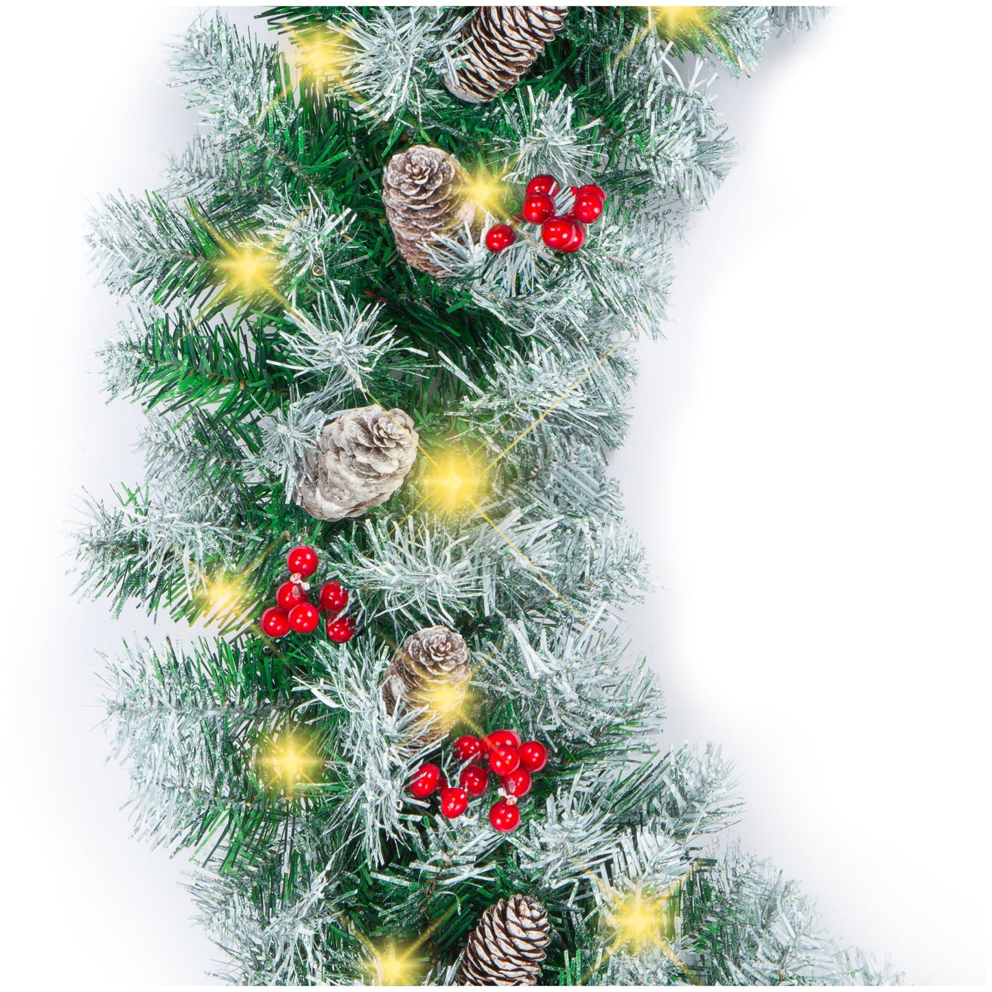 9Ft Pre-Lit Christmas Garland W/ 2-In-1 Led Lights