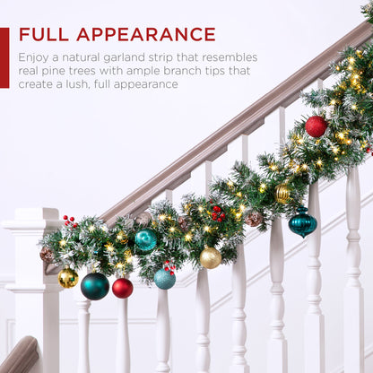 9Ft Pre-Lit Christmas Garland W/ 2-In-1 Led Lights