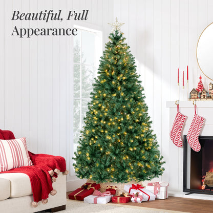 Premium Artificial Pre-Lit Pine Christmas Tree w/ 1,000 Tips, 250 Lights