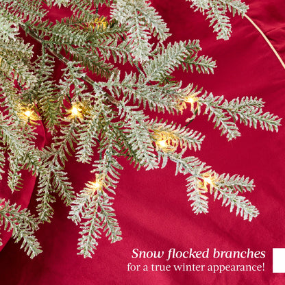 Green Pre-Lit Sparse Flocked Christmas Tree w/ 2-in-1 LEDs, Cordless Connection
