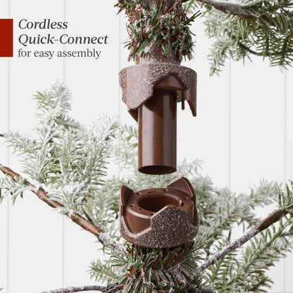 Green Pre-Lit Sparse Flocked Christmas Tree w/ 2-in-1 LEDs, Cordless Connection