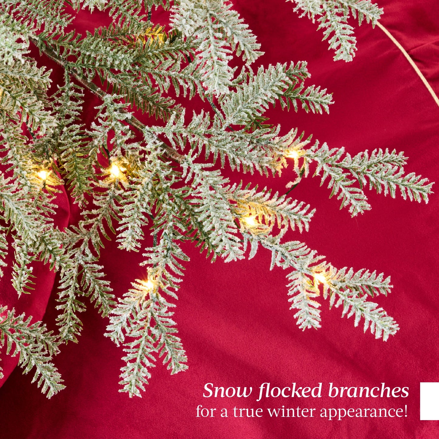 Green Pre-Lit Sparse Flocked Christmas Tree w/ 2-in-1 LEDs, Cordless Connection