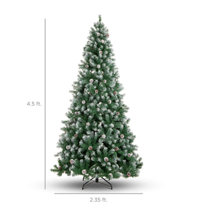 Pre-Decorated Christmas Tree w/ Pinecones, Flocked Branch Tips