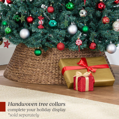 Pre-Lit Blue Spruce Christmas Tree w/ Foldable Base, Incandescent Lights