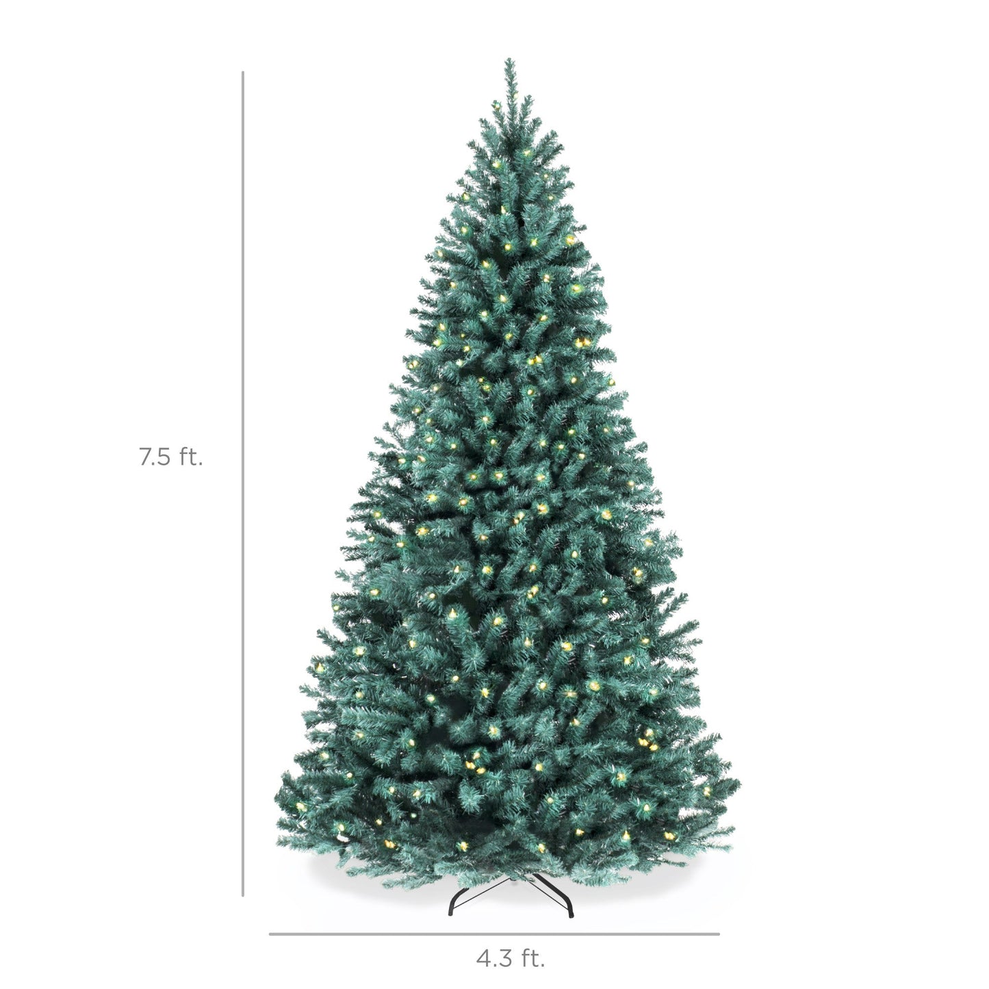 Pre-Lit Blue Spruce Christmas Tree w/ Foldable Base, Incandescent Lights