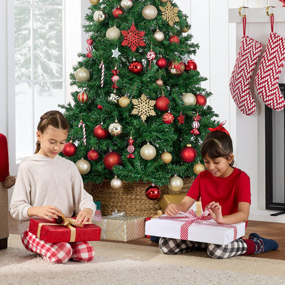 Artificial Green Christmas Tree, Unlit Pine Design w/Easy Assembly