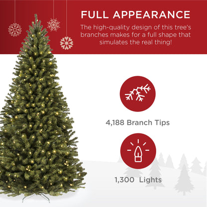 Pre-Lit Artificial Green Spruce Christmas Tree, w/Easy Assembly