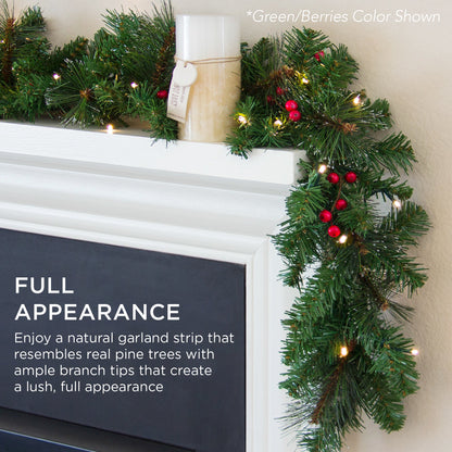 9Ft Pre-Lit Christmas Garland W/ 2-In-1 Led Lights