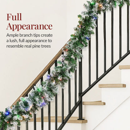 9Ft Pre-Lit Christmas Garland W/ 2-In-1 Led Lights