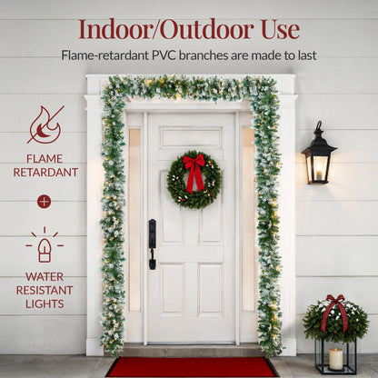 9Ft Pre-Lit Christmas Garland W/ 2-In-1 Led Lights