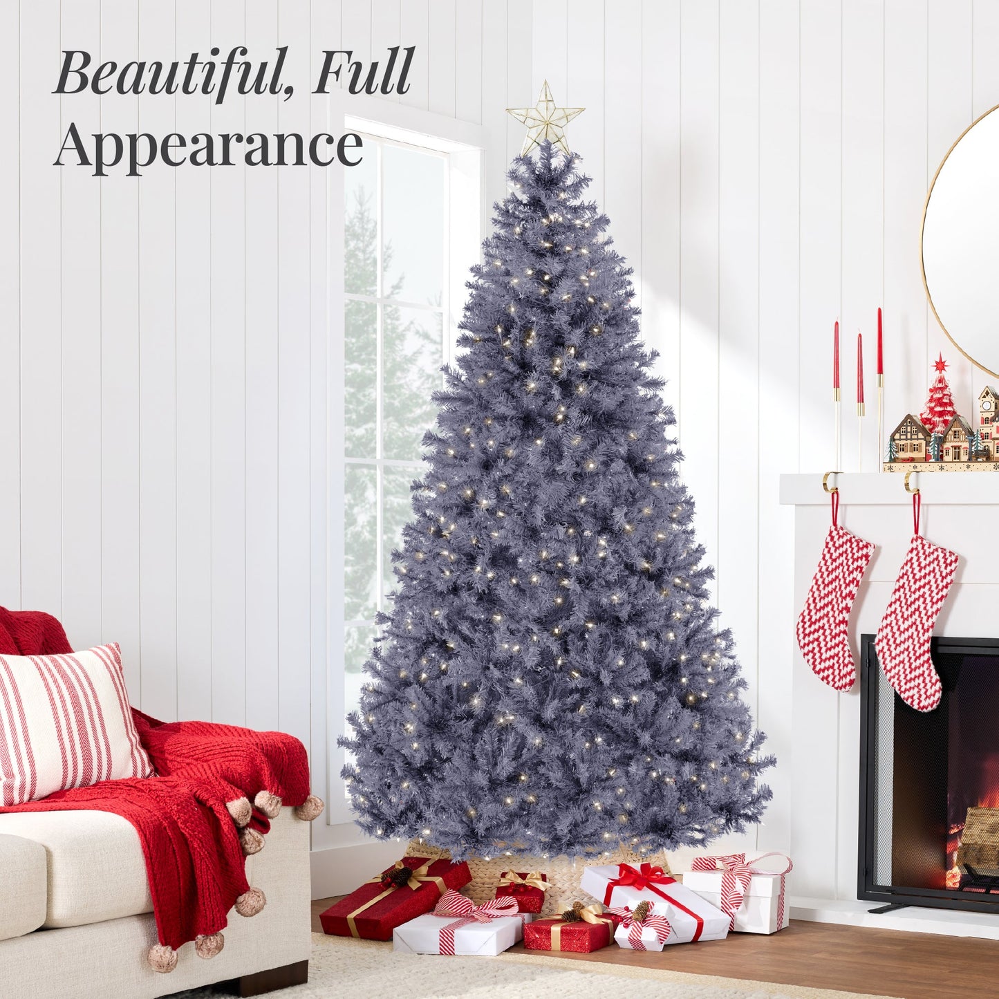 Pre-Lit Artificial Charcoal Gray Christmas Tree w/ Incandescent Lights