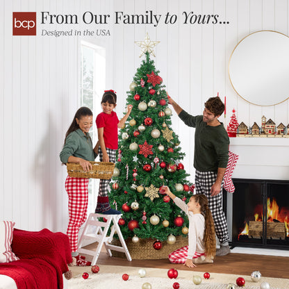 Artificial Green Christmas Tree, Unlit Pine Design w/Easy Assembly