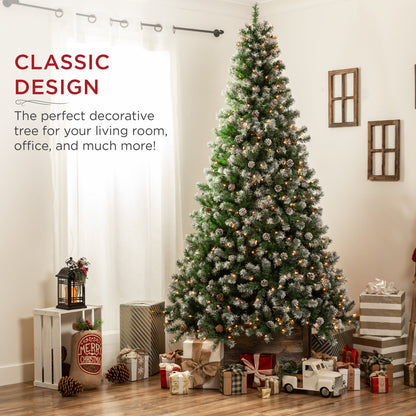 Pre-Decorated Christmas Tree w/ Pinecones, Flocked Branch Tips