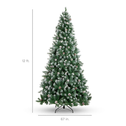 Pre-Decorated Christmas Tree w/ Pinecones, Flocked Branch Tips