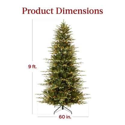 Pre-Lit Artificial Aspen Slim Noble Fir Christmas Tree w/ Metal Stand