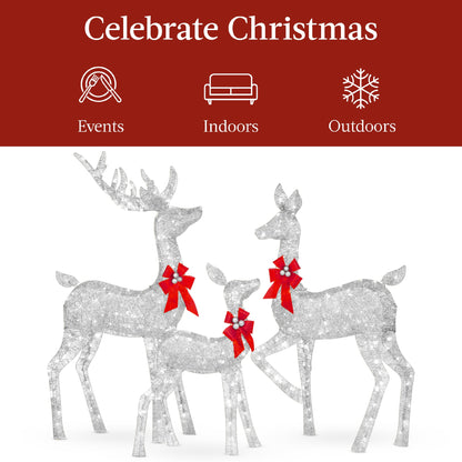6.5ft 3-Piece Lighted Christmas Deer Set Outdoor Decor with LED Lights