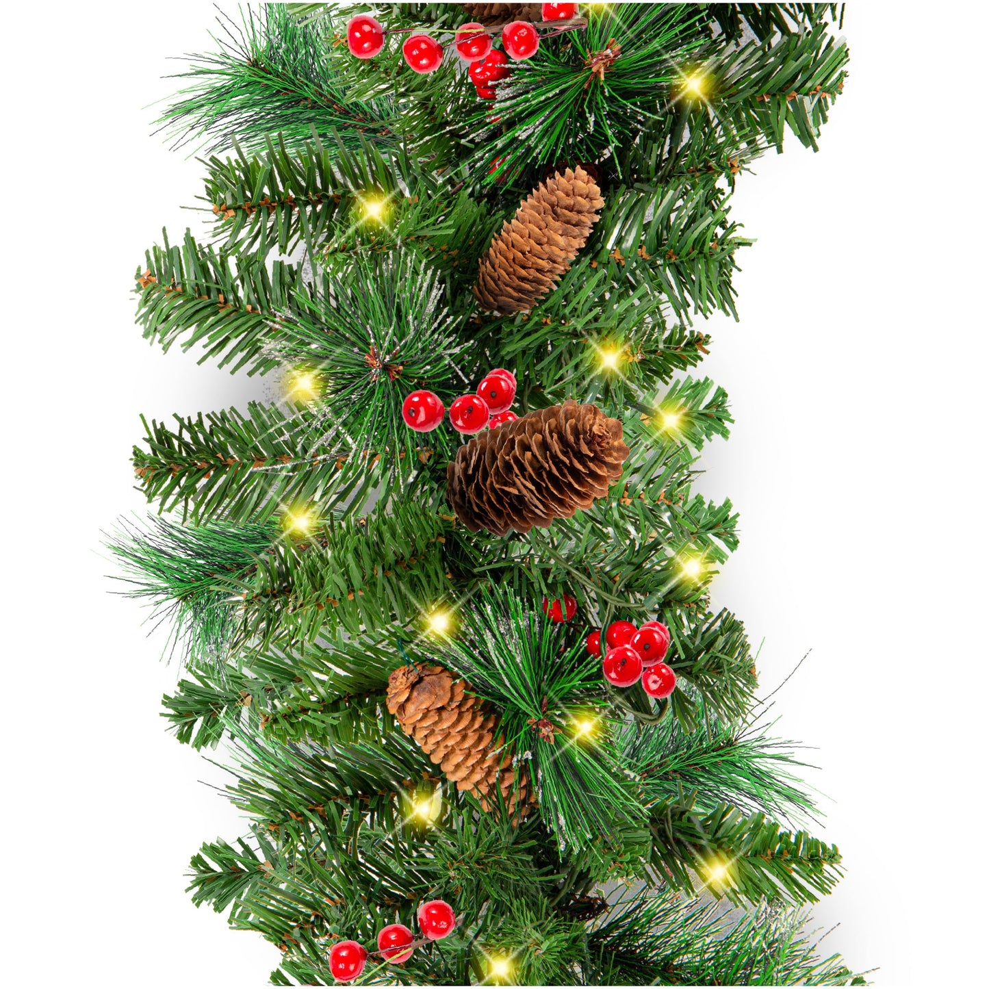 9Ft Pre-Lit Christmas Garland W/ 2-In-1 Led Lights