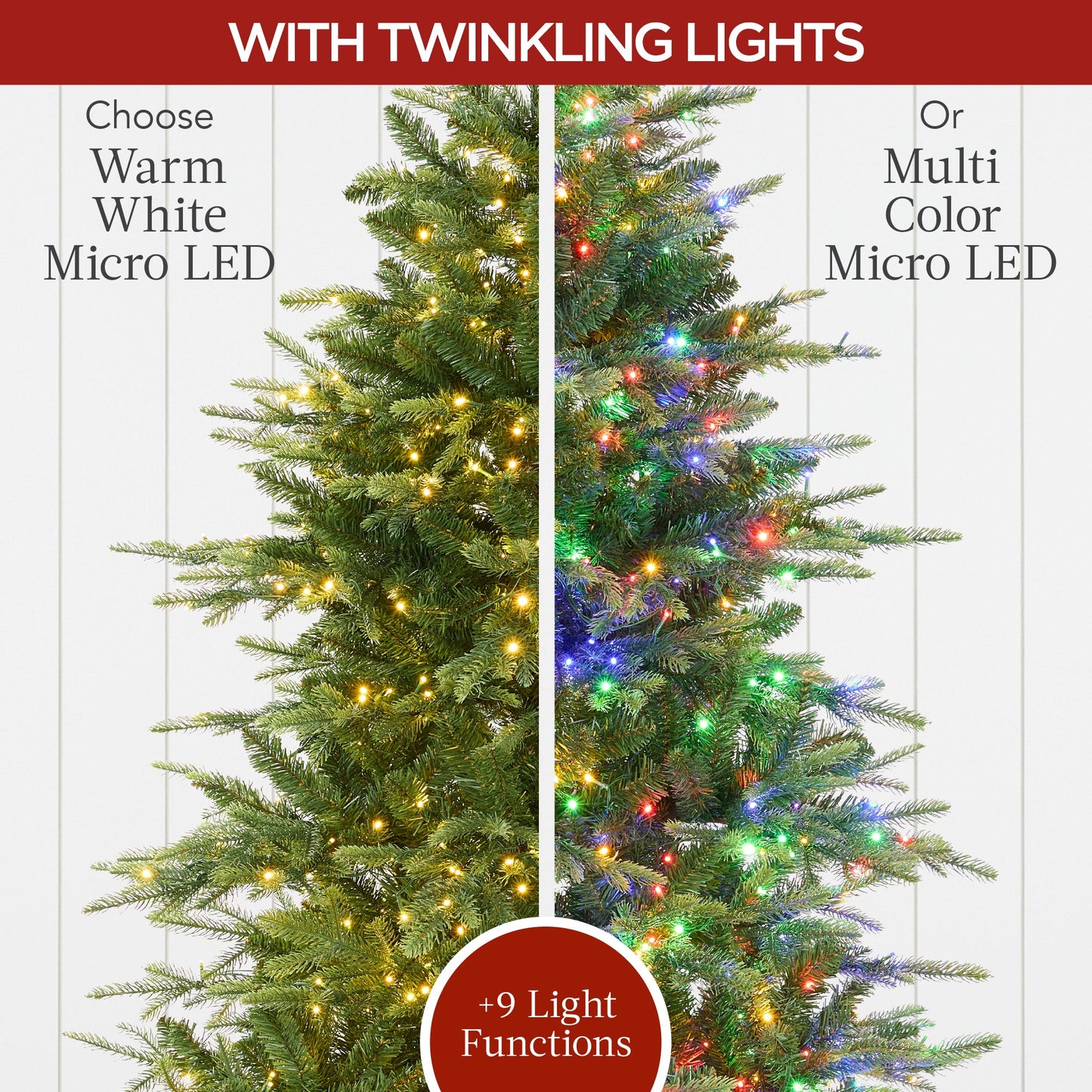 Pre-Lit Artificial Full Aspen Christmas Tree w/ 2-in-1 Twinkling Micro LEDs