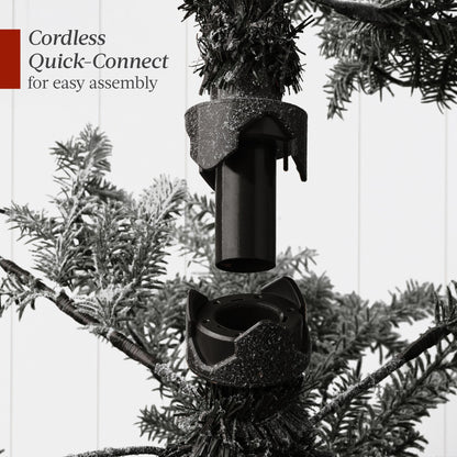 Black Pre-Lit Sparse Flocked Christmas Tree w/ 2-in-1 LEDs, Cordless Connection