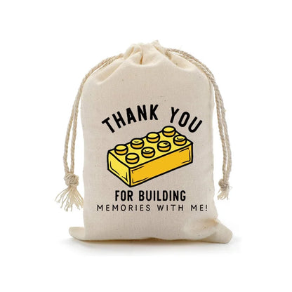 5pcs Thank You for Building Memories with Me Bags Boy Girl 5th 6th 7th 8th Brick or Blocks Birthday Party Decoration Gift