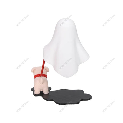 3D Printed Ghost Walking Dog Night Light LED Warm Lamp Halloween Desktop Cute Ghost Puppy Statue Bedroom Decor Gift